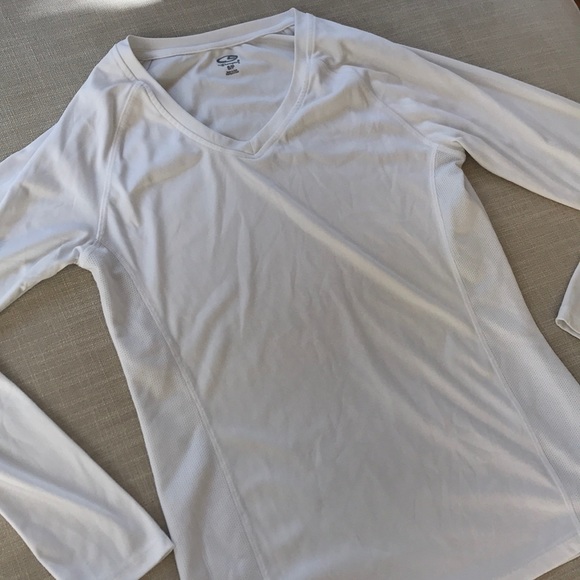 Champion Tops - Champion Long Sleeve White Athletic Top